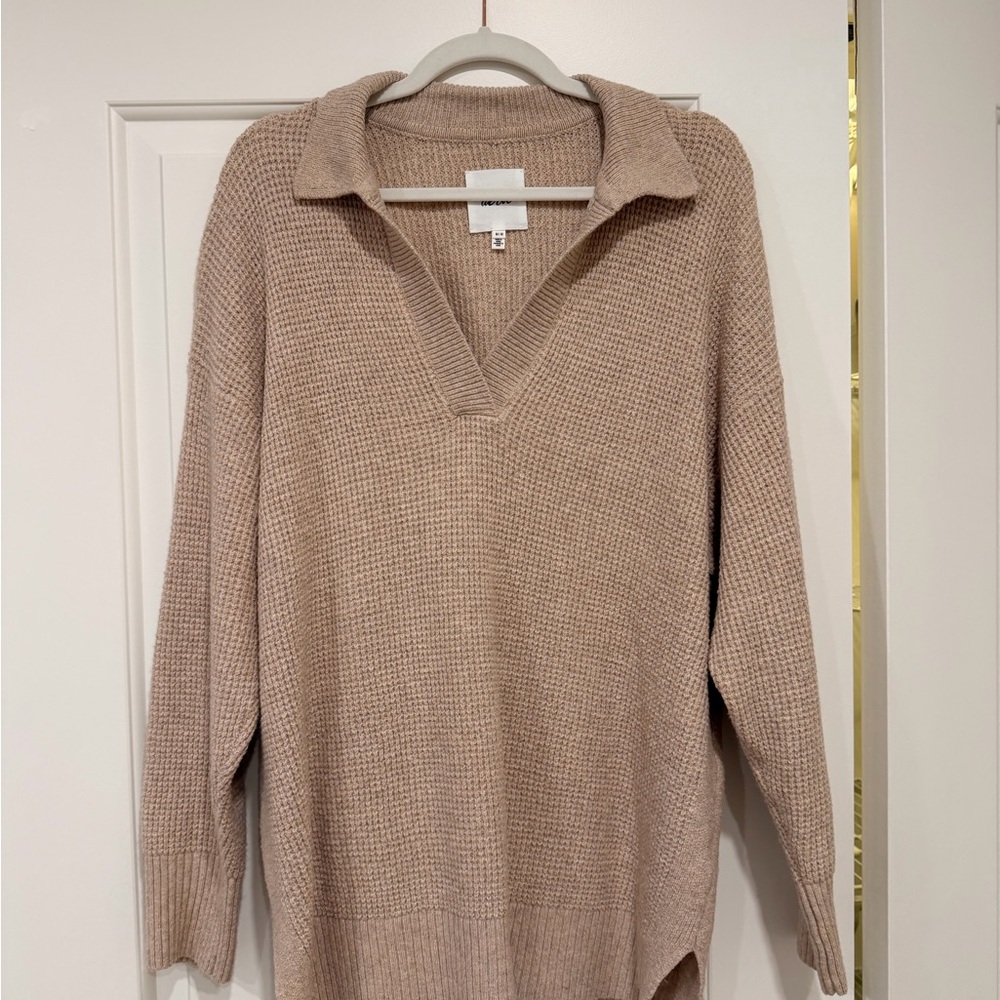Aerie V-Neck Sweater in Soft Tan